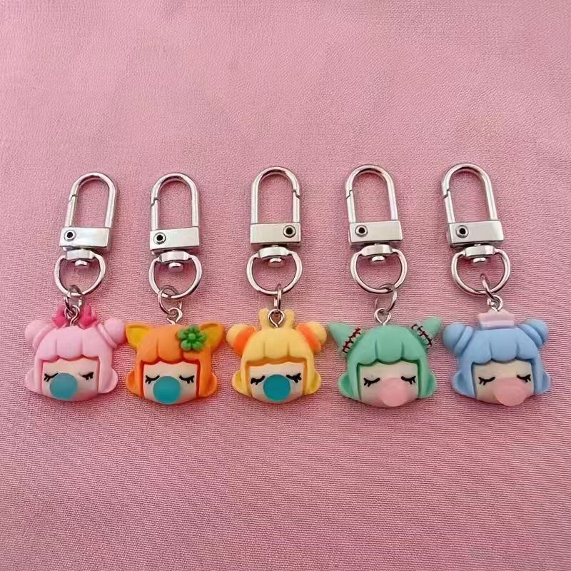 Carabiner Keychain - 5개입 레진 소녀 열쇠고리, 가방 및