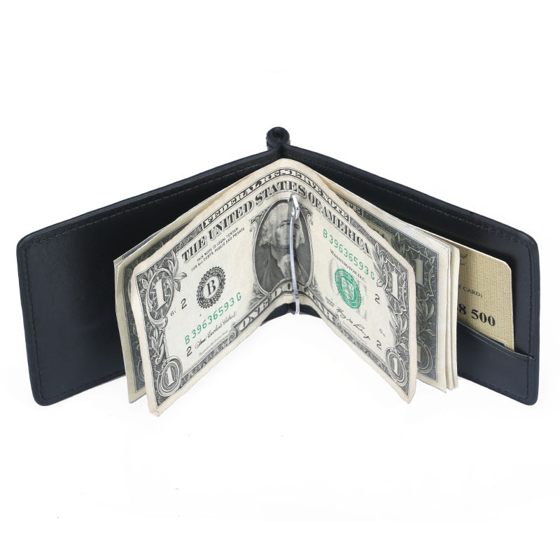 Money Clip Magnetic - 남성용 미니 가죽 머니 클립 지갑,