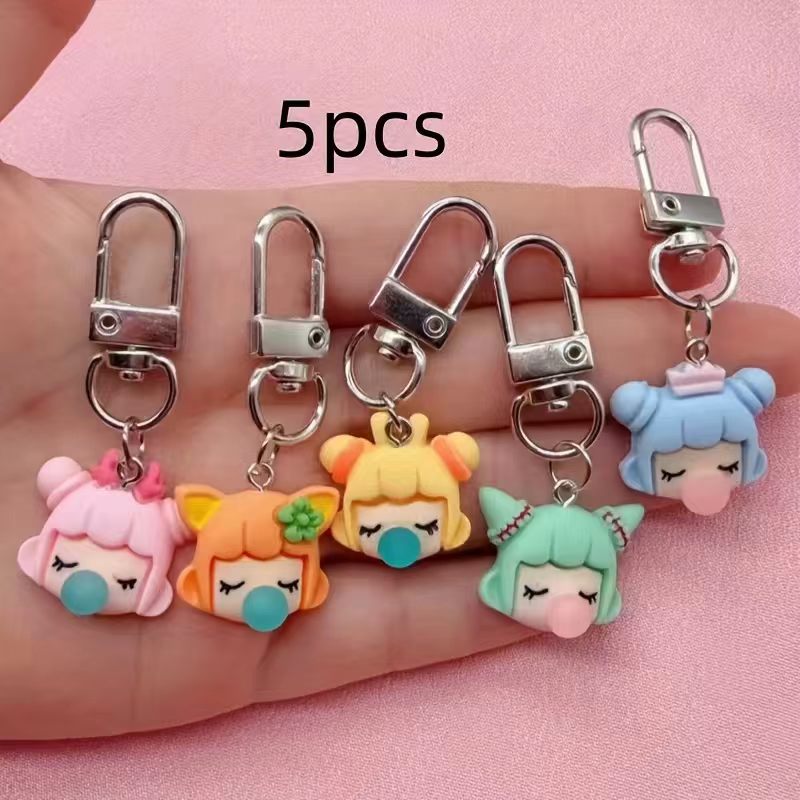 5개입 레진 소녀 열쇠고리, 가방 및 자동차 액세서리에 - Carabiner Keychain 리뷰 및 가격