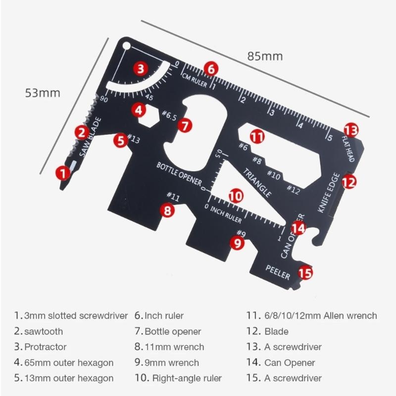 15 in 1 스테인리스 스틸 멀티툴 카드 신용카드 크 - Multitool Credit Card 리뷰 및 가격